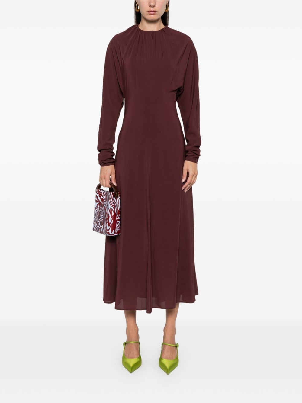 Philosophy Di Lorenzo Serafini pleat-detail midi dress - Bruin