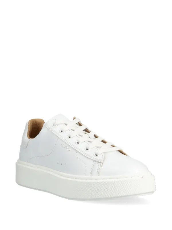 関税なし 送料無料 White Leather Sneakers White leather Sneakers