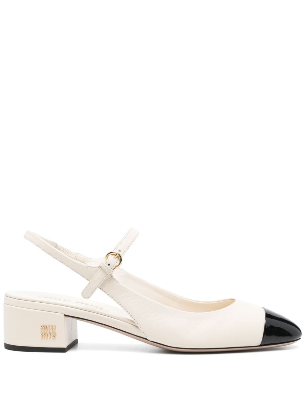 Miu 50 mm Leren slingback pumps Beige