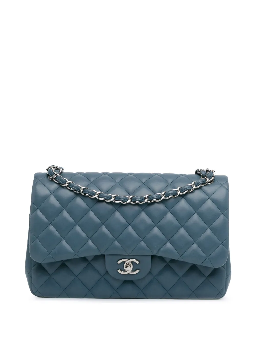 CHANEL Pre-Owned 2012 Jumbo Classic Lambskin Double Flap shoulder bag | Blue | Image 1