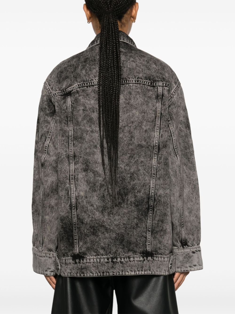 Shop Christian Wijnants Jaya Denim Jacket In Grey