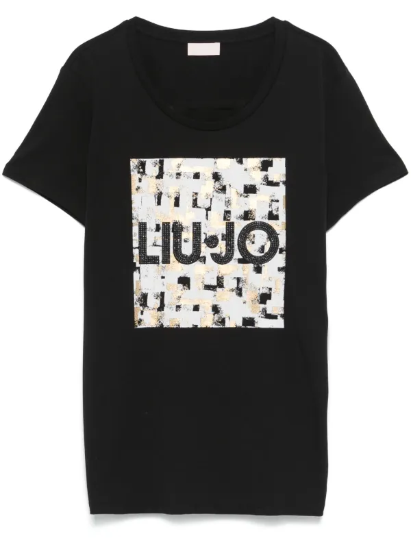 LIU JO logo print T shirt Black FARFETCH TR