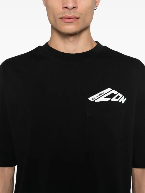 【送料&関税込】Dsquared2 Black T-shirt With Contrasting Ico DSQUARED2 | Black Men's T-shirt | YOOX