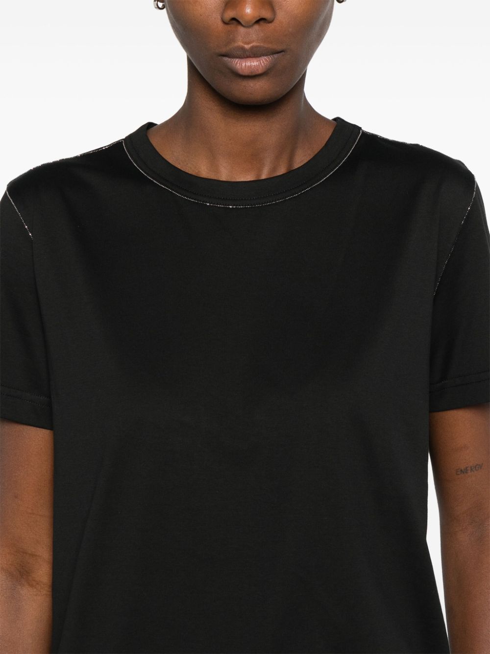 Shop Fabiana Filippi Beaded T-shirt In Black