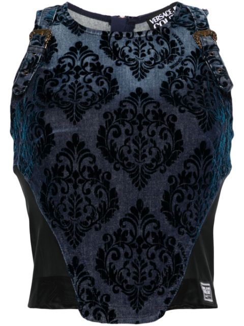 Versace Jeans Couture flocked-detail denim top