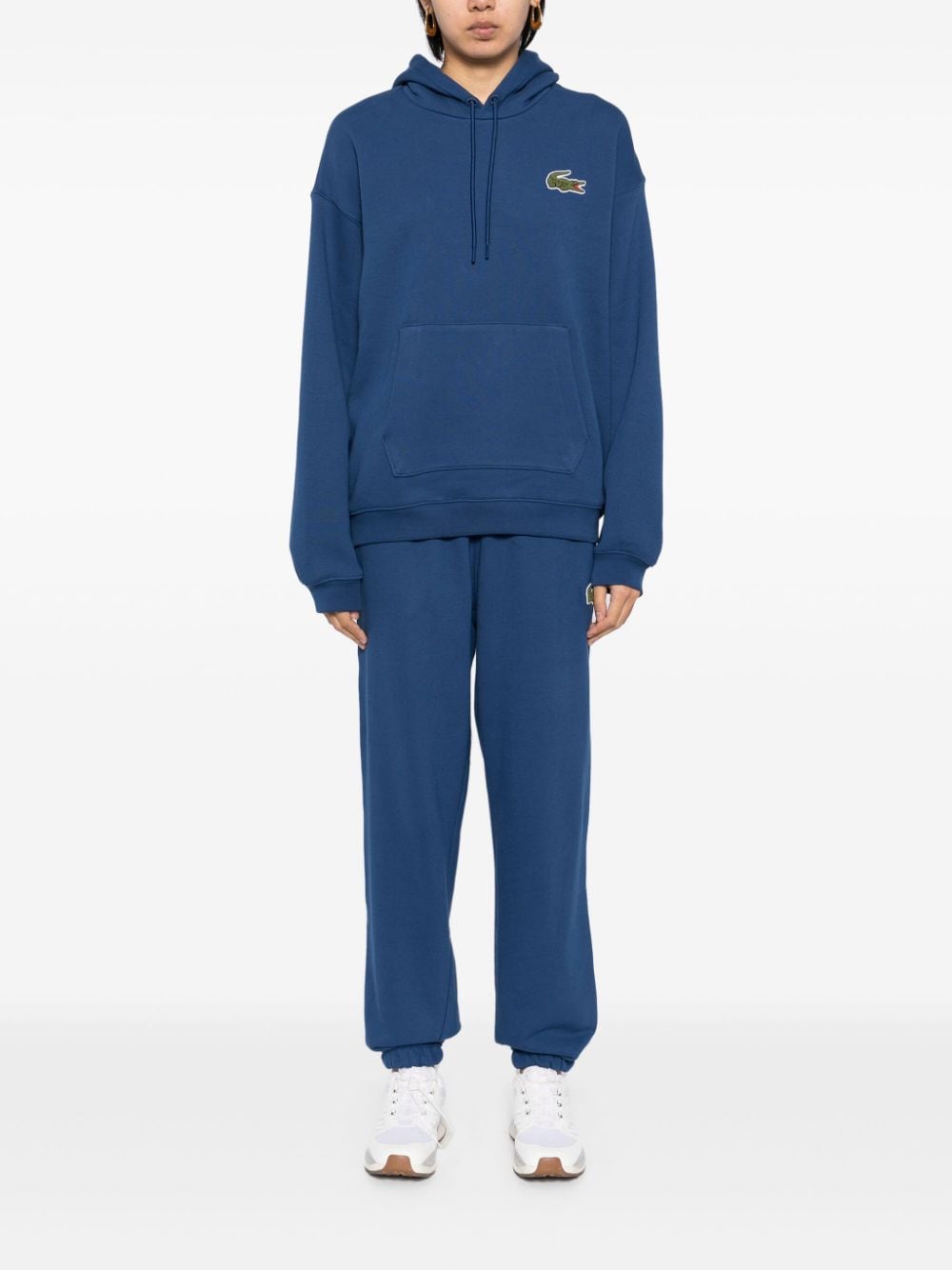 Shop Lacoste Loose Fit Badge Hoodie In Blue