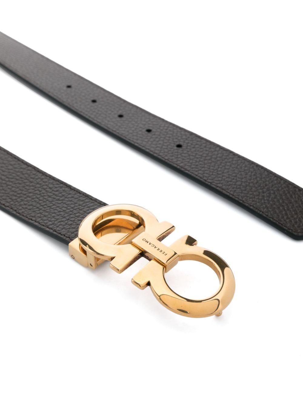 Shop Ferragamo Gancini Reversible Belt In Black