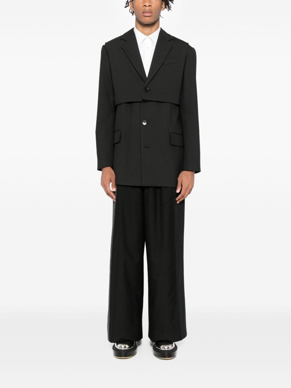 Shop Feng Chen Wang Layered Blazer In Black