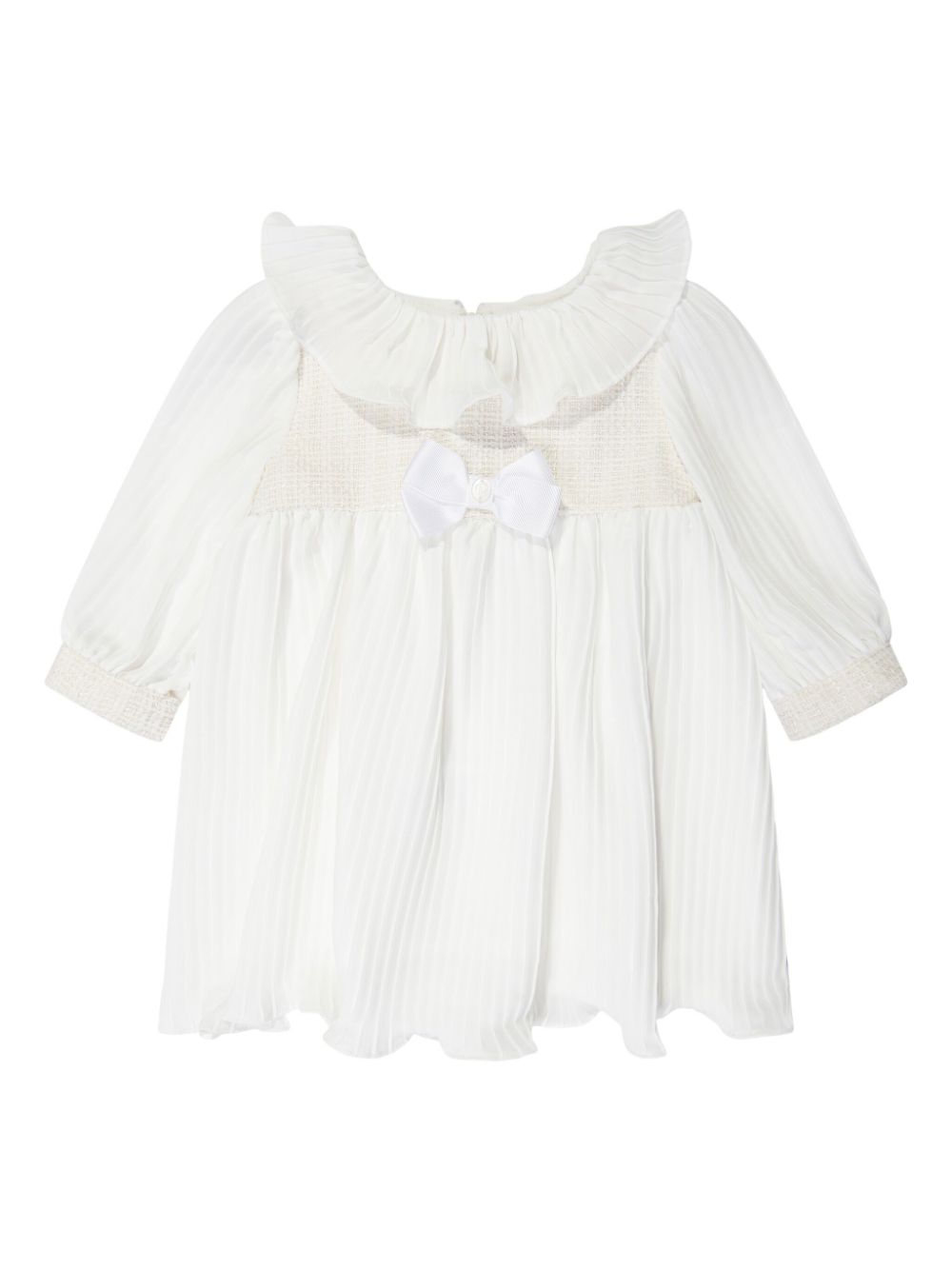 Patachou ruffle-collar pleated dress - White