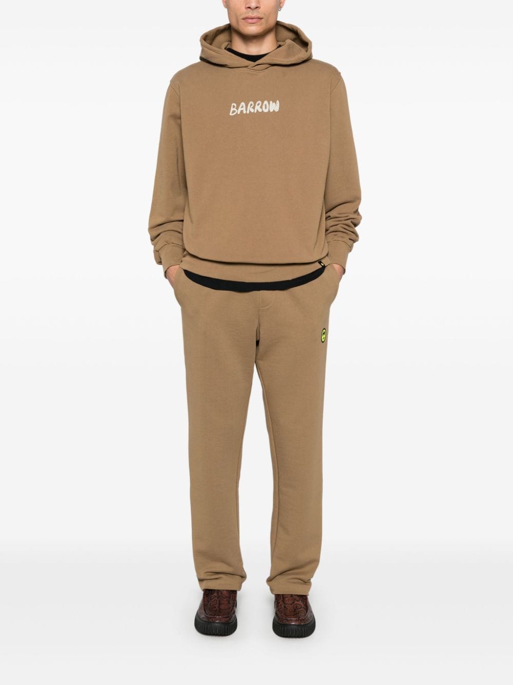 Shop Barrow Flocked-logo Track Pants In Brown