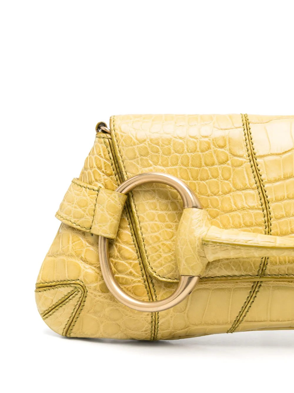 Gucci PreOwned Horsebit Clutch Bag Yellow FARFETCH UK