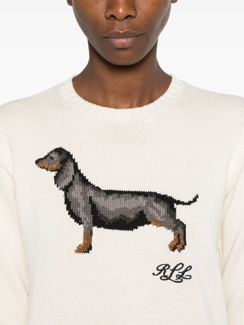 Ralph Lauren Dachshund Intarsia-knit Sweater In Neutrals
