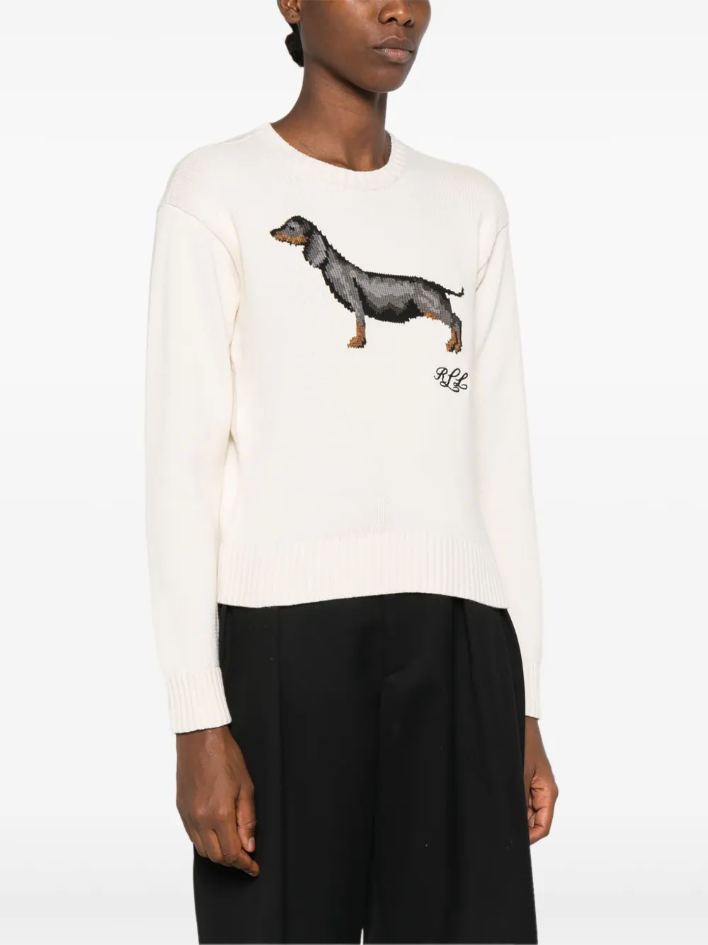 Ralph Lauren Dachshund Intarsia-knit Sweater In Neutrals