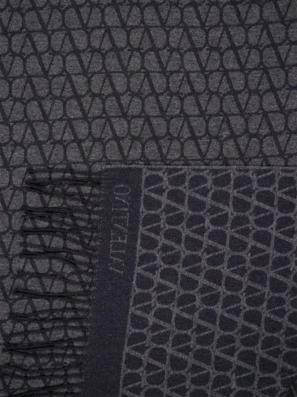 Valentino Garavani Sciarpa In Lana e Cashmere Grigio FARFETCH IT
