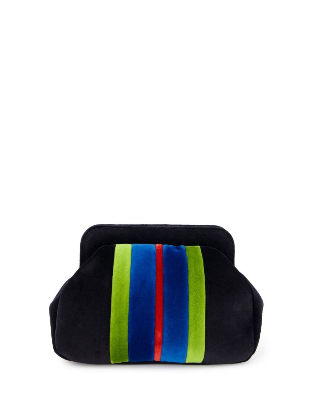 Shop Paula Striped Velvet Clutch Bag In Black