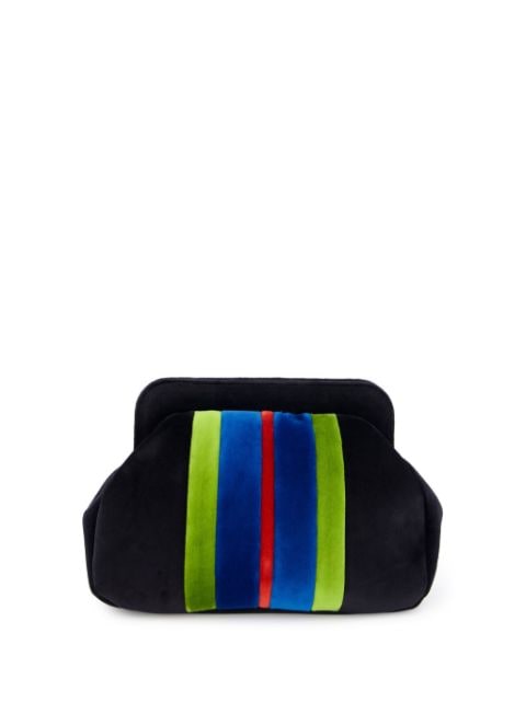 PAULA striped velvet clutch bag