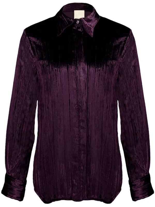 PAULA Plissé Velvet Shirt Purple FARFETCH