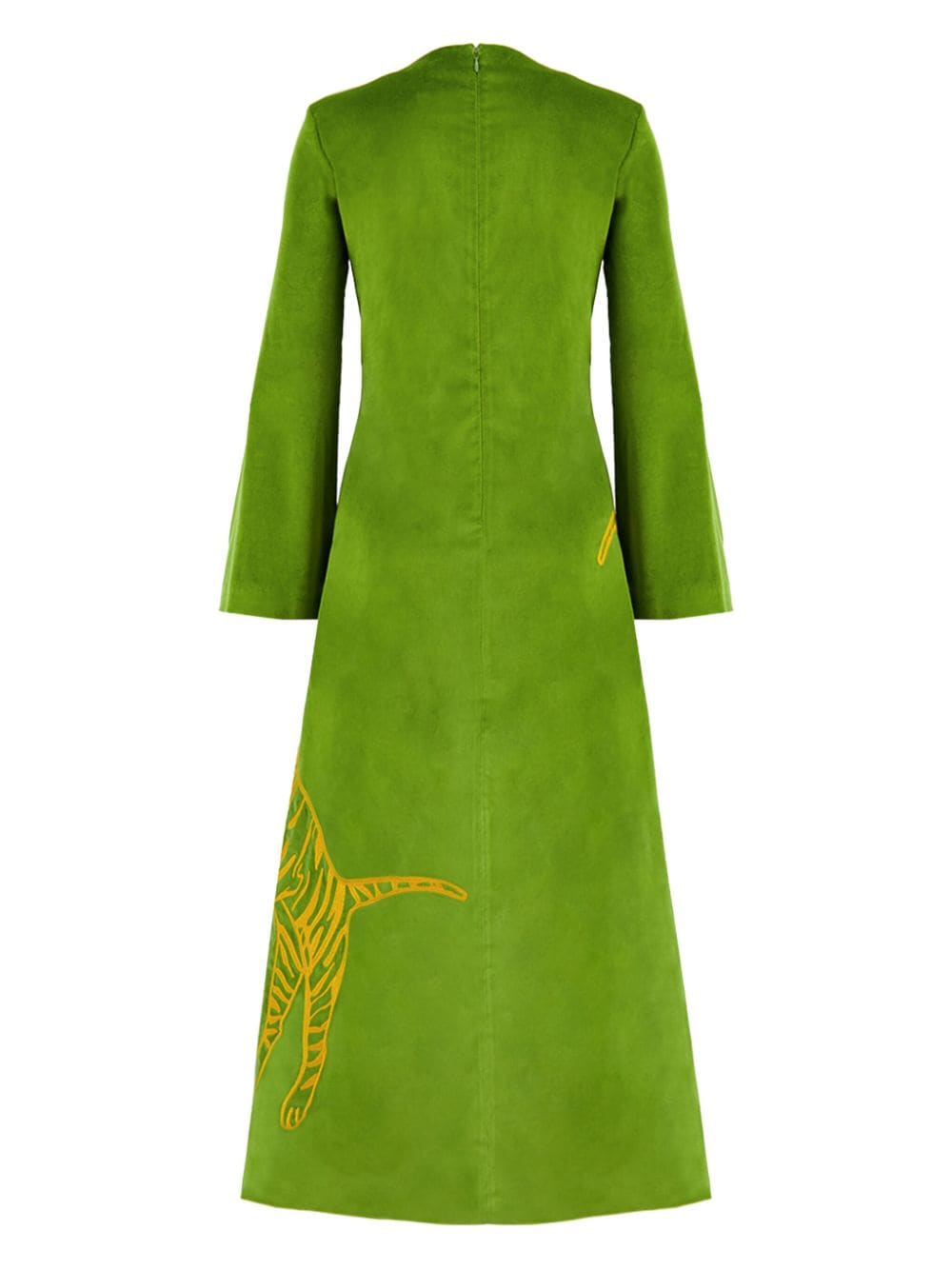 Shop Paula Embroidered Velvet Dress In Green