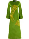 PAULA embroidered velvet dress - Green