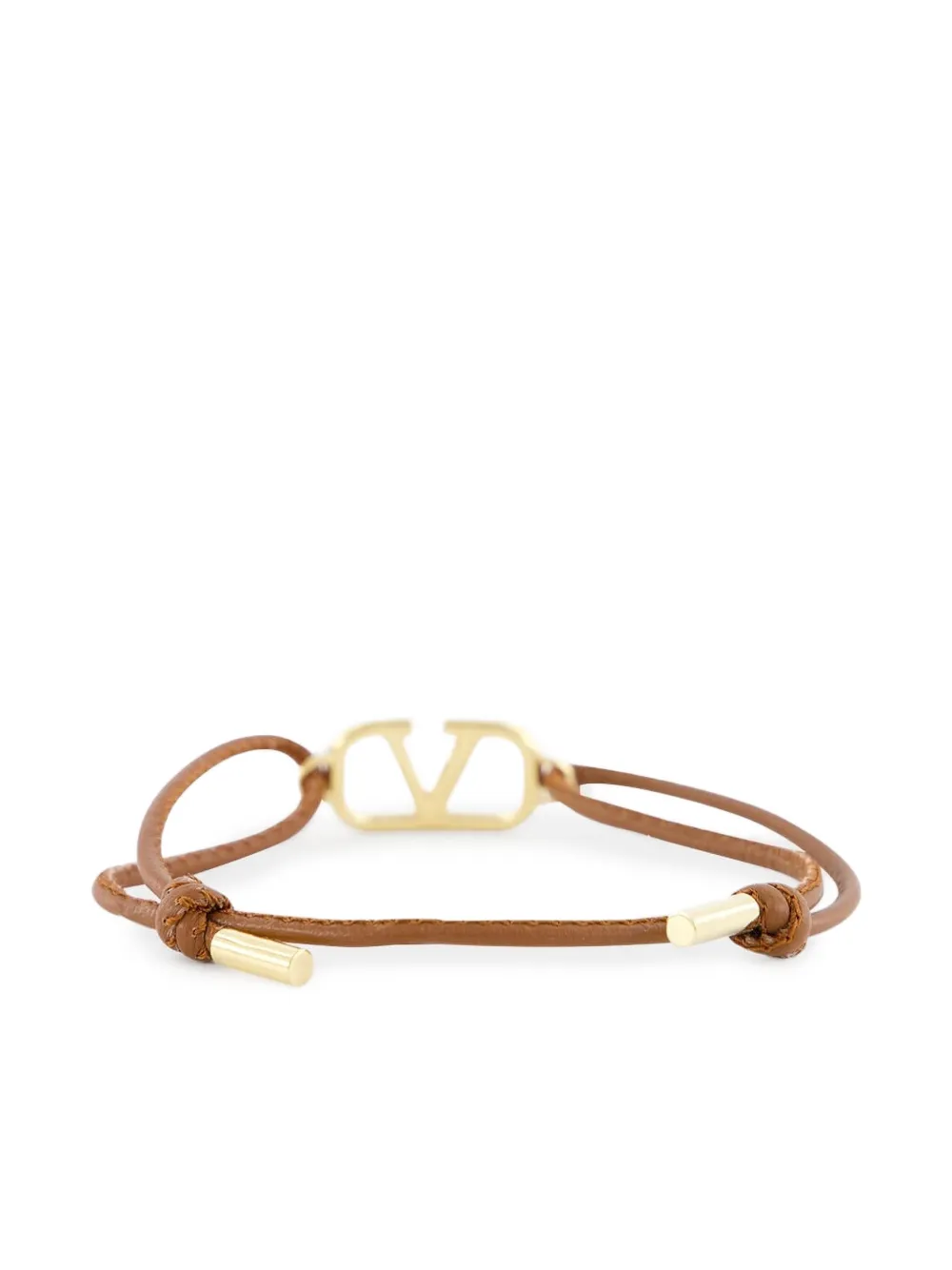 Valentino Leather Bracelet In Brown
