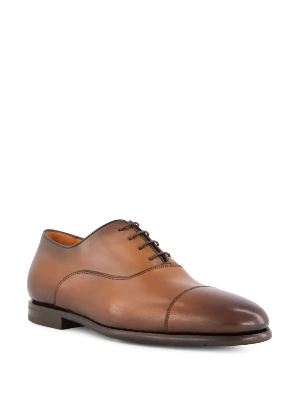 Santoni レザー オックスフォードシューズ | ブラウン | FARFETCH JP