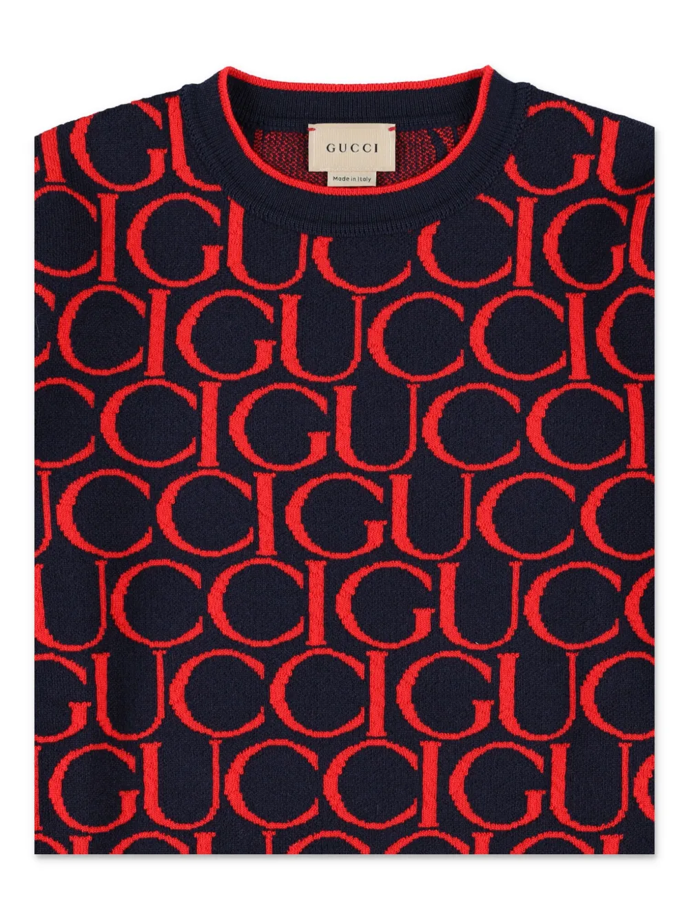 Gucci Kids Wollen trui met logo-jacquard Blauw