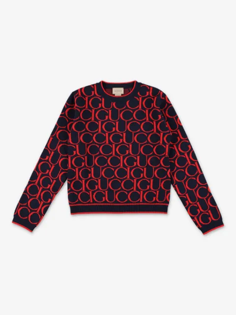 Gucci Kids logo-jacquard wool jumper