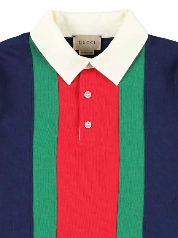 Gucci Kids Web stripe Cotton Polo Shirt Blue FARFETCH AE