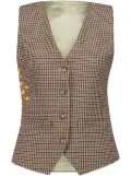 PAULA houndstooth-pattern embroidered waistcoat - Brown