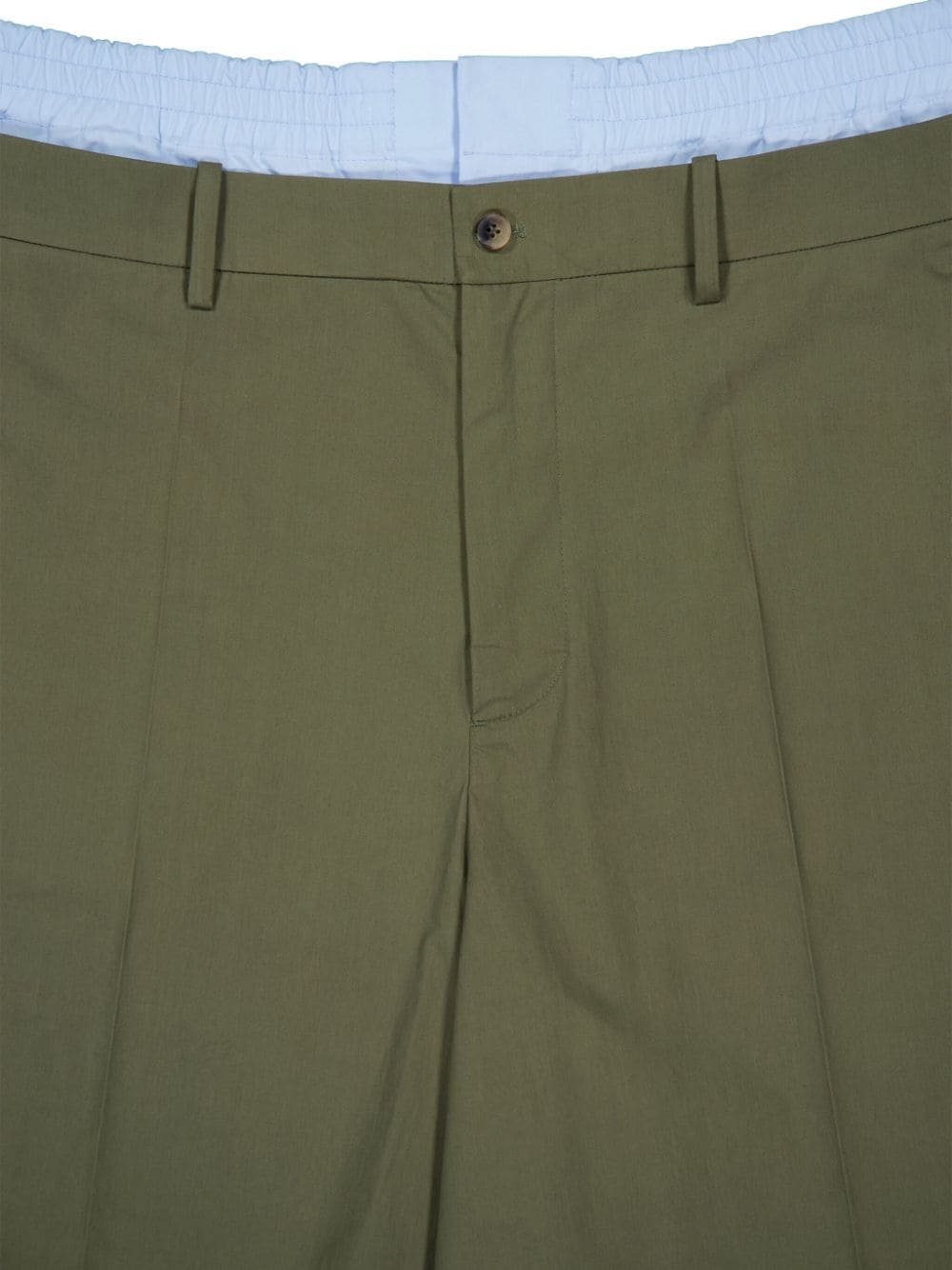 Shop Valentino Boxer-layered Cotton Shorts In Green