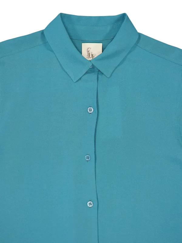 PAULA Silk Crepe Shirt | Blue | FARFETCH