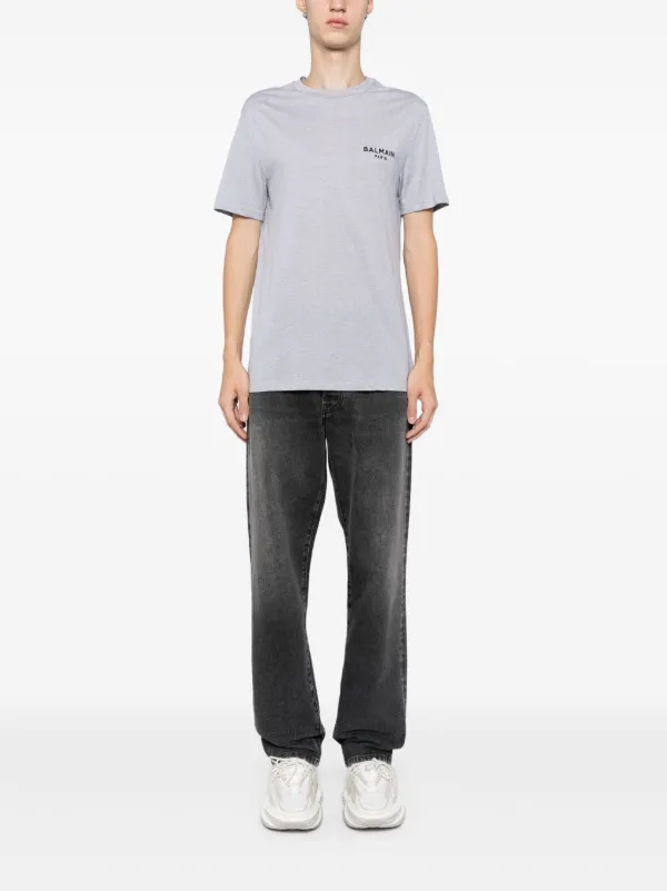【関税込み】Balmain グレー ロゴパッチ Tシャツ Balmain ロゴ Tシャツ | グレー | FARFETCH JP