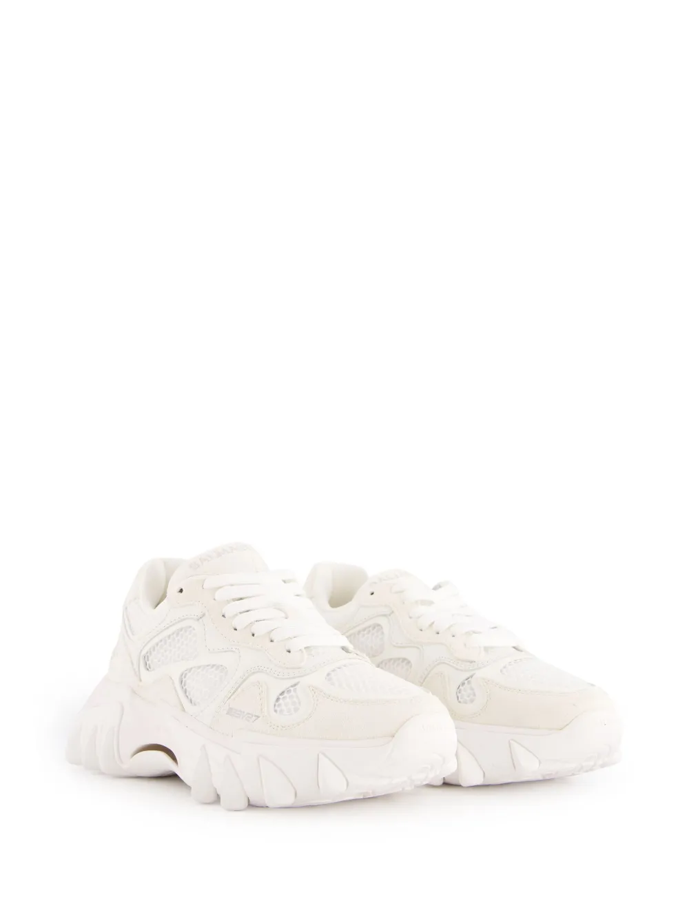 Balmain B-east Leather And Mesh Sneakers In Neutrals