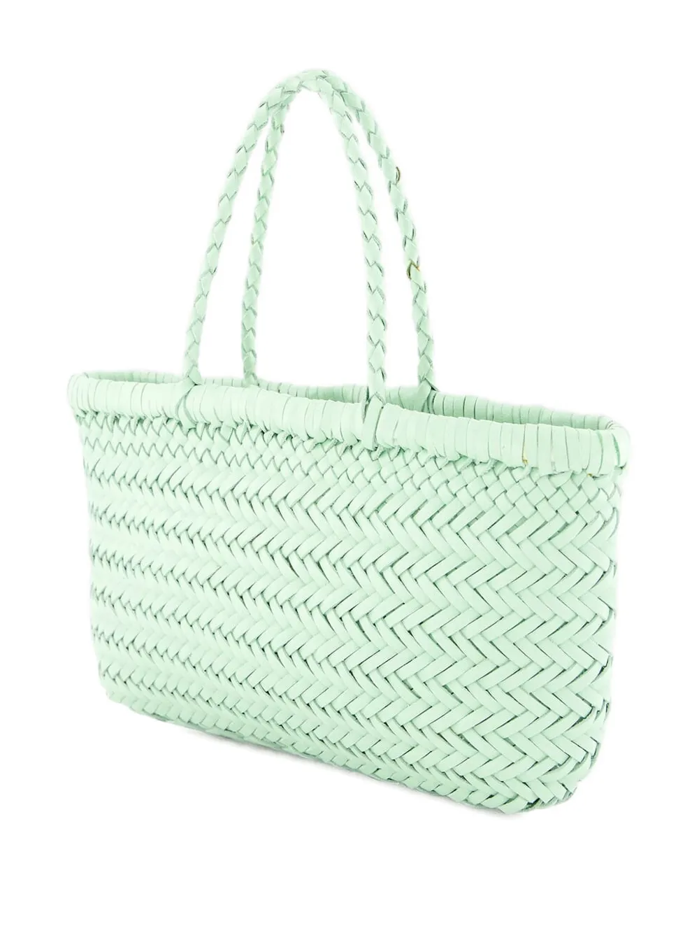 Dragon Diffusion Mini Flat Leather Tote Bag In Green