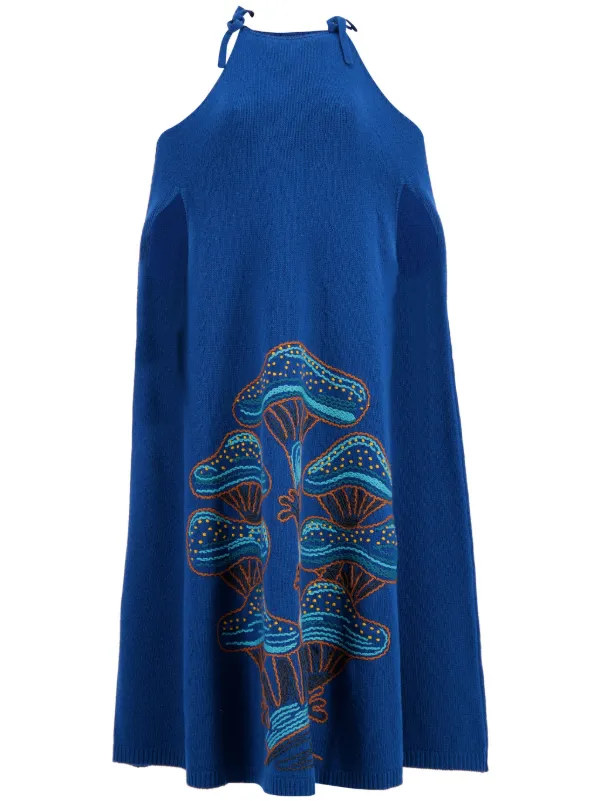 green emerald velvet dress Burgundy Floral Embroidered Knitted Long Sleeve Midi Dress main image 1