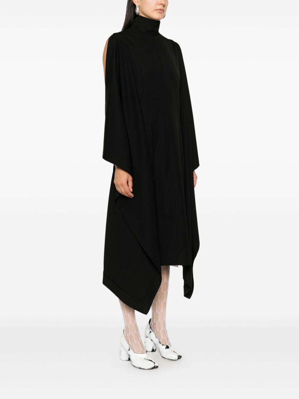 Shop Alainpaul Draped Midi Dress In Black