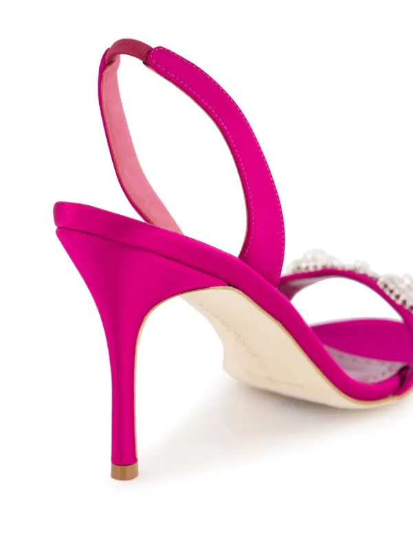 Manolo Blahnik>>ラミサン 装飾 スリングバック サンダル MANOLO BLAHNIK Lamisan 90 サテン スリングバックサンダル