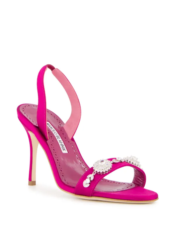 Manolo Blahnik>>ラミサン 装飾 スリングバック サンダル MANOLO BLAHNIK Lamisan 90 サテン スリングバックサンダル