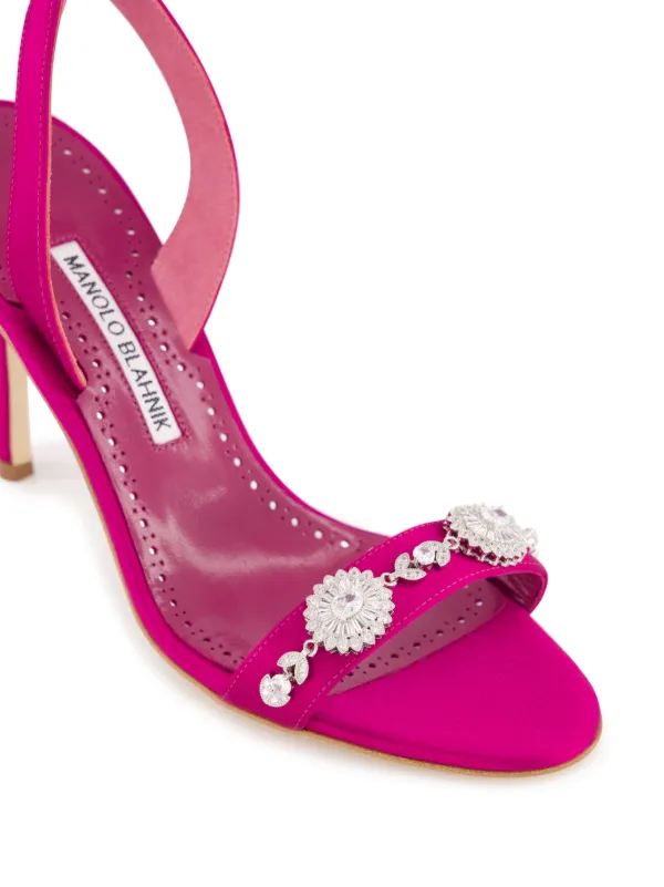 メモ★MANOLO BLAHNIK Sapato Manolo Blahnik Original Satin Jewel Buckle Azul Royal Feminino