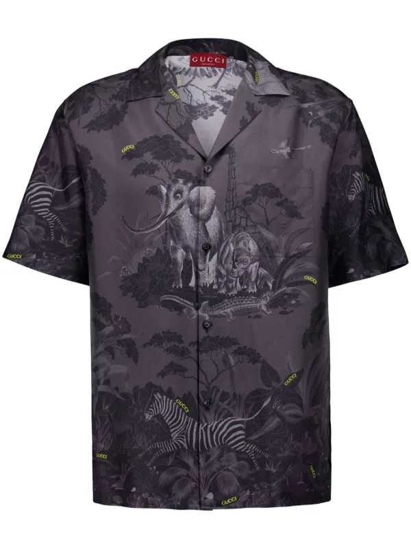 Gucci Flora And Fauna print Silk Shirt Grey FARFETCH CA