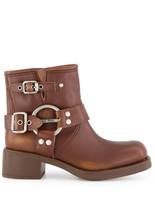 Miu Miu bottines en cuir - Marron - Miu Miu - Modalova