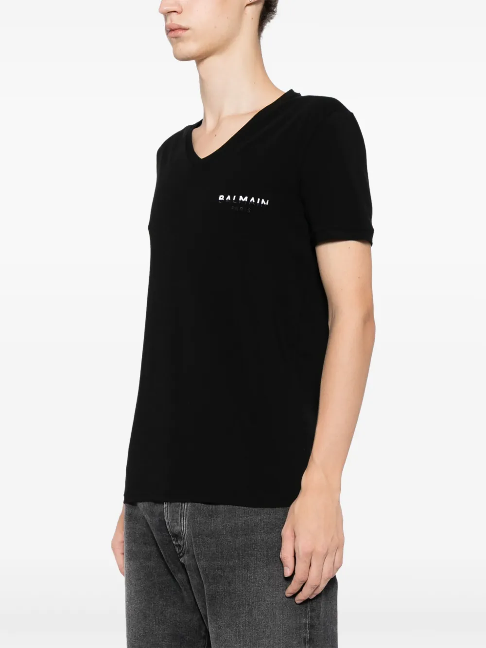 Balmain T-shirt met geborduurd logo Zwart