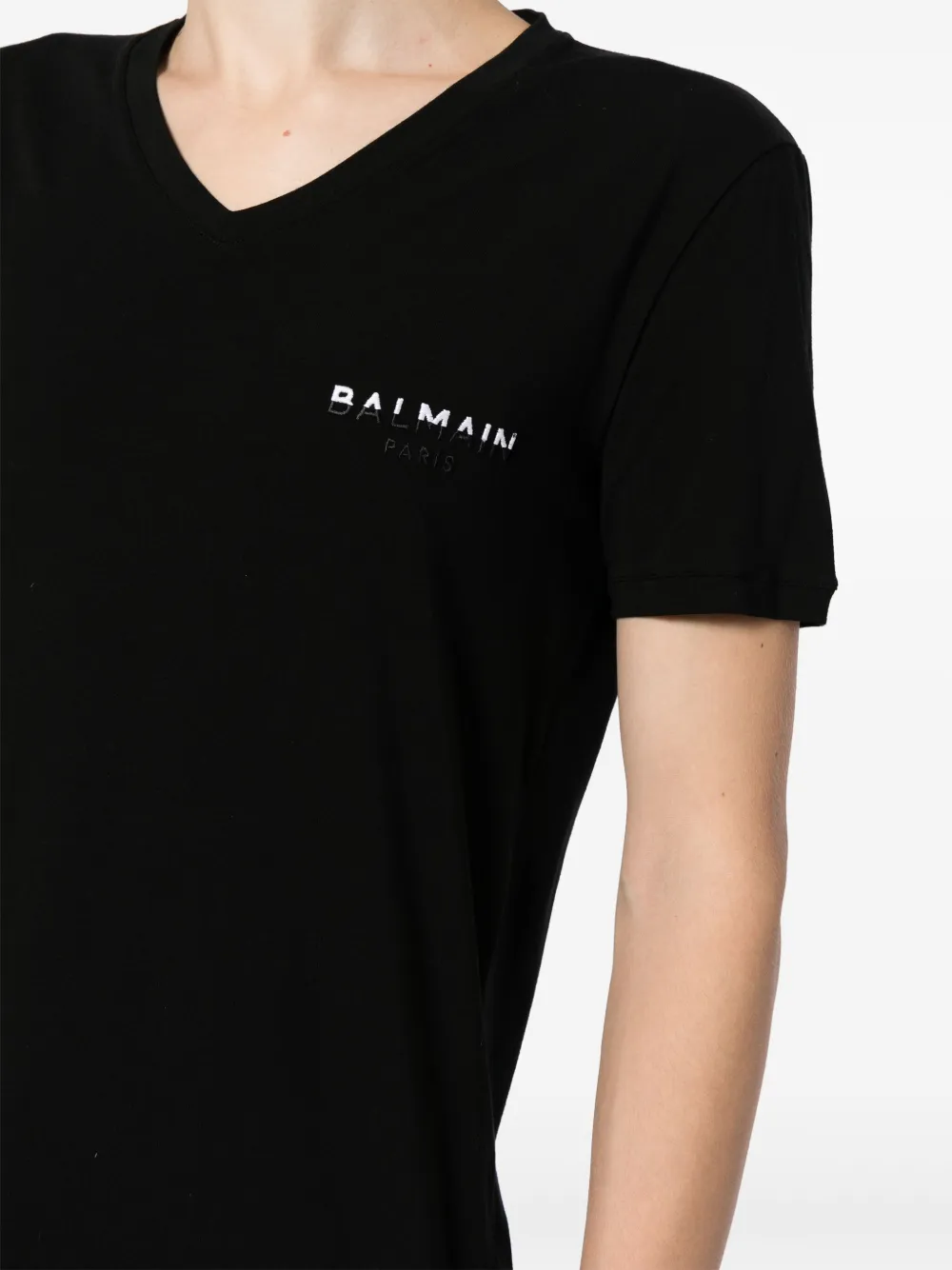 Balmain T-shirt met geborduurd logo Zwart