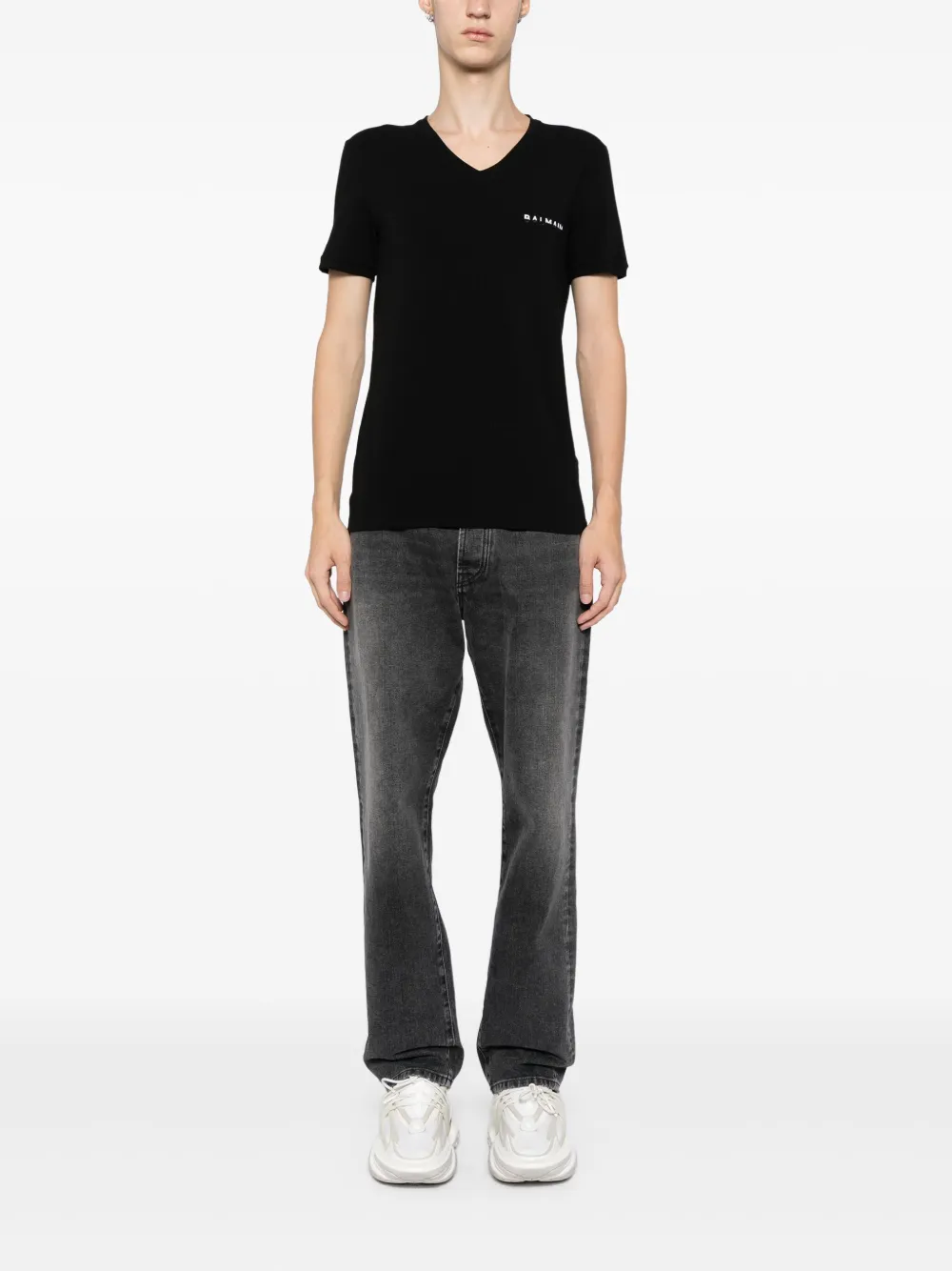 Balmain T-shirt met geborduurd logo - Zwart