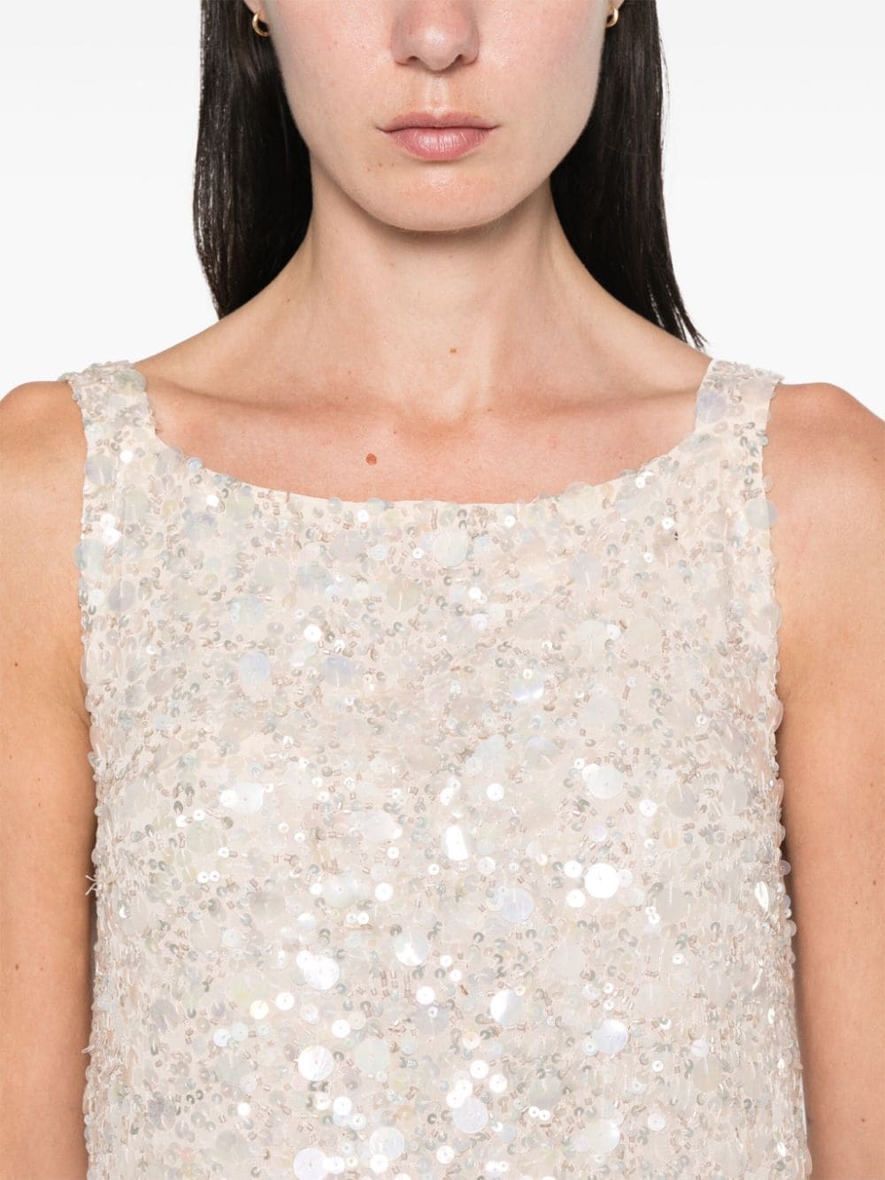 Shop P.a.r.o.s.h Sequin-embellished Dress In Neutrals