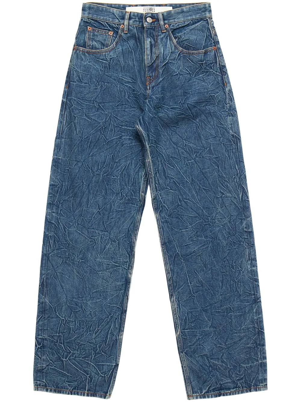 MM6 Maison Margiela crinkled "Blue" straight jeans Blauw
