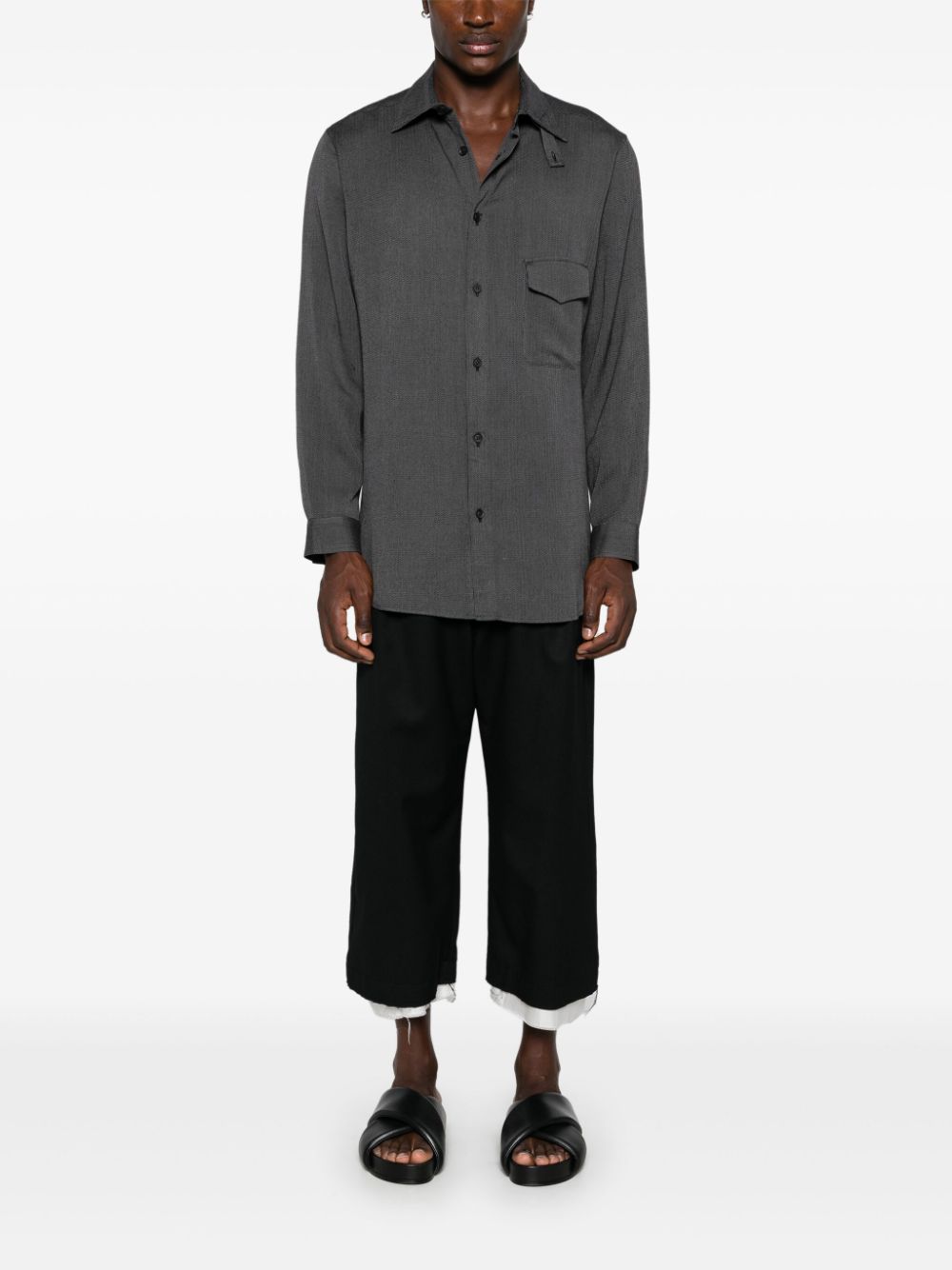 Yohji Yamamoto herringbone-pattern shirt - Grijs