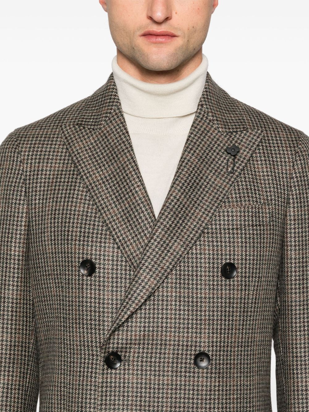 Shop Lardini Houndstooth Blazer In Brown