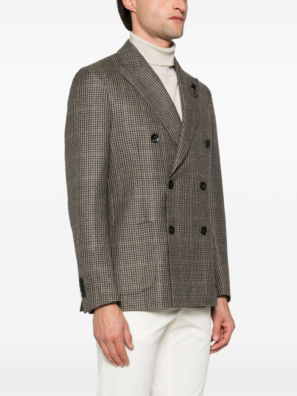 Shop Lardini Houndstooth Blazer In Brown