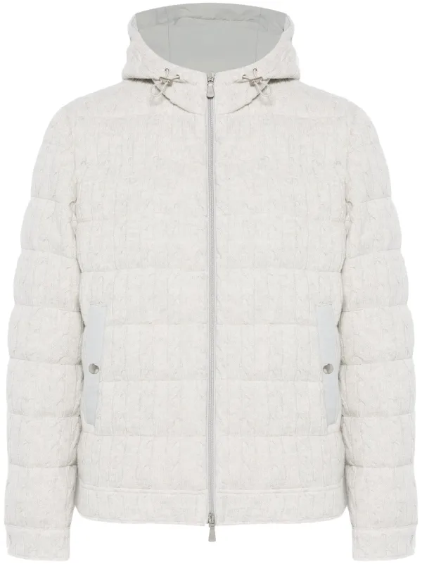 Eleventy cable-knit Puffer Jacket | Grey | FARFETCH AO
